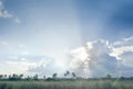 Sun ray, blue sky & clouds. Royalty Free Stock Photo