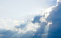 Sun ray, blue sky & clouds. Royalty Free Stock Photo