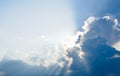 Sun ray, blue sky & clouds. Royalty Free Stock Photo