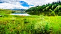 Blue Sky, Clouds and surrounding Mountains reflecting on the smooth water surface of Trapp Lake Royalty Free Stock Photo