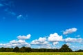 Blue sky, clouds, trees and grass near Bath