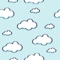 Blue sky with clouds, vector seamless background Royalty Free Stock Photo