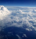 Blue sky clouds view from aircarft airplane Royalty Free Stock Photo