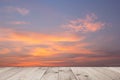 blue sky with clouds and wood planks floor background Royalty Free Stock Photo