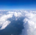 Blue sky cover with clouds from plane view Royalty Free Stock Photo