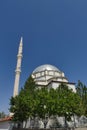 Blue sky domes and minarets, mosques in turkey, trees and minaret of a mosque Royalty Free Stock Photo