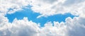 The blue sky on a fine day can be seen in the middle of the white clouds Royalty Free Stock Photo