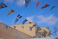 Blue sky with flags and building Royalty Free Stock Photo