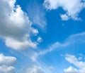 Blue sky with fleecy and cumulus clouds Royalty Free Stock Photo