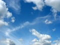 Blue sky with fleecy and cumulus clouds Royalty Free Stock Photo