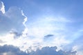 Blue sky and fluffy clouds background