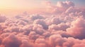 Blue sky with fluffy pink clouds at sunset, dawn of the day. Warm pastel colors, serene romantic background. Royalty Free Stock Photo