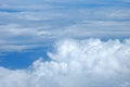 Blue sky fluffy white clouds on summer season bright clear skyline with beautiful cloudscape. Panorama blue sky clouds pattern on Royalty Free Stock Photo