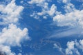 Blue sky fluffy white clouds on summer season bright clear skyline with beautiful cloudscape. Panorama blue sky clouds pattern on Royalty Free Stock Photo