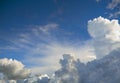 Blue sky fluffy white clouds on summer season bright clear skyline with beautiful cloudscape. Panorama blue sky clouds pattern on Royalty Free Stock Photo