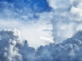 Blue sky fluffy white clouds on summer season bright clear skyline with beautiful cloudscape. Panorama blue sky clouds pattern on Royalty Free Stock Photo