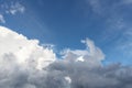 Blue sky fluffy white clouds on summer season bright clear skyline with beautiful cloudscape. Panorama blue sky clouds pattern on Royalty Free Stock Photo