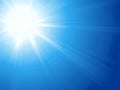 Blue sky with glaring sun, light, sun burst Royalty Free Stock Photo