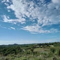 Blue sky Green fields nature Royalty Free Stock Photo