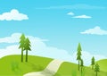 Blue sky and green hill - illustrations