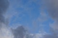 Blue sky grey puffy clouds