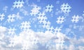 Blue sky and hashtag random pattern background. Royalty Free Stock Photo