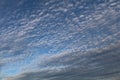 blue sky with heave cloudscape of cirrocumulus flocus clouds in white and grey Royalty Free Stock Photo