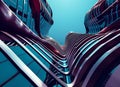 blue sky high rise building wavy shapes Royalty Free Stock Photo