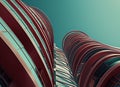 blue sky high rise building wavy shapes Royalty Free Stock Photo