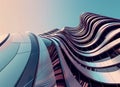 blue sky high rise building wavy shapes Royalty Free Stock Photo