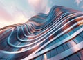 blue sky high rise building wavy shapes Royalty Free Stock Photo