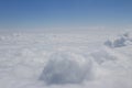 blue sky high view from airplane clouds shapes Royalty Free Stock Photo