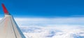 Blue sky high view from airplane clouds shapes Royalty Free Stock Photo