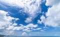 Blue sky horizon background with clouds on a sunny day seascape panorama Phuket Thailand