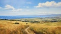 Realistic Oil Painting Of Greek Island Farming Village And Wheat Fields Royalty Free Stock Photo