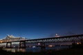 Blue sky and light trails along the Mississippi River in Baton Rouge Royalty Free Stock Photo