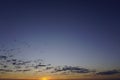 Blue sky with little clouds after sundown. Sunset time today.