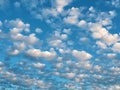 Blue sky with many small cumulus clouds Royalty Free Stock Photo