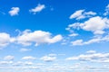 Blue sky with many white small cumulus clouds Royalty Free Stock Photo