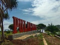 Blue sky with monument in the Drini beach