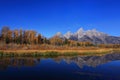 Blue sky mountain with autumn colors Royalty Free Stock Photo