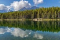 Blue Sky Mountain Reflections On Herbert Lake In Banff Royalty Free Stock Photo