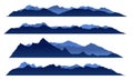 Blue sky mountain view set vector design