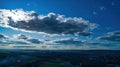 Blue sky and multiple clouds background