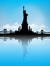 Blue Sky New York City skyline Statue of liberty Vector Royalty Free Stock Photo