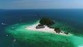 Footage Aerial view Blue sky and blue ocean Khai nok island of Phang Nga Thailand.