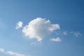 Blue sky with one white cloud background. Landscape sky. Royalty Free Stock Photo