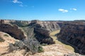 Blue sky over Bighorn River seen from Devils Canyon overlook in the Bighorn Canyon National Recreation Area Royalty Free Stock Photo
