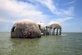 Blue sky over the Cape Romano dome house ruins