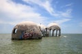 Blue sky over the Cape Romano dome house ruins